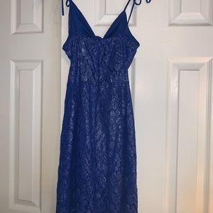 Lucy in the Sky Dresses - Royal Blue Lace Shimmer Tie Dress Lucy in the Sky Dresses - Royal Blue Lace Shimmer Tie Dress